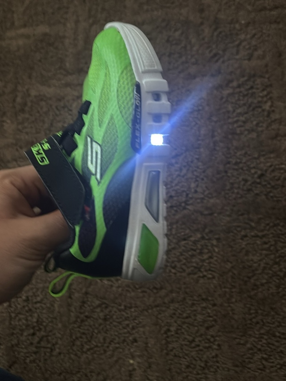 Skechers Kids Neon Green and Black Light-Up Sneaker